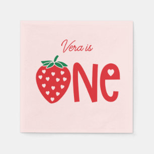 Strawberry Theme First Birthday Paper Serviette