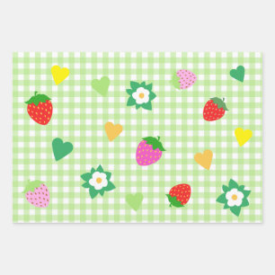 Strawberry Themed Birthday Party Geschenkpapier Set