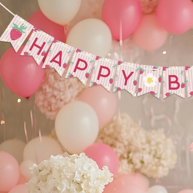 Strawberry Themed Happy Birthday Bunting Banner (Von Creator hochgeladen)