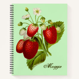 Strawberry Themed Spiral Notebook Personalisiert Notizbuch