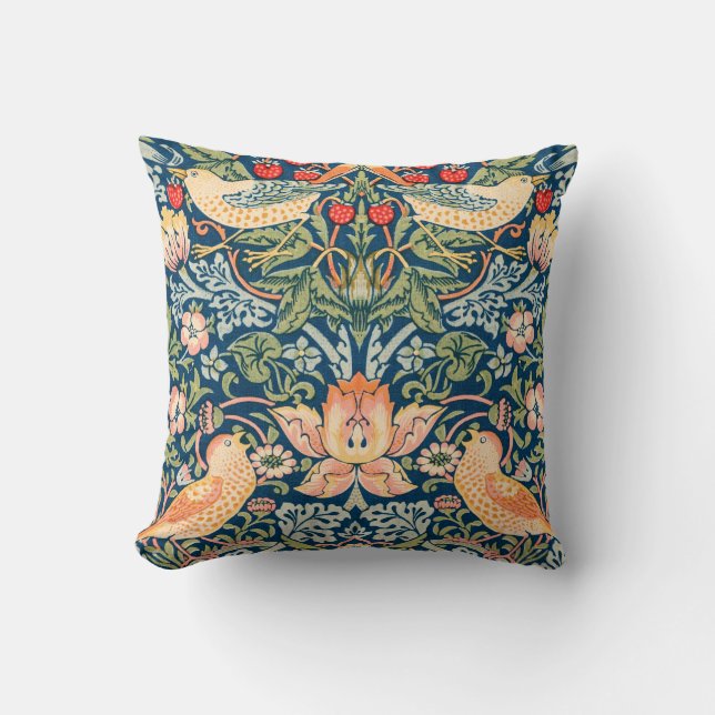 Strawberry Thief Artistic William Morris Pillow Kissen (Vorderseite)