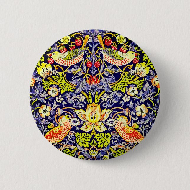 Strawberry Thief Birds William Morris Button (Vorderseite)