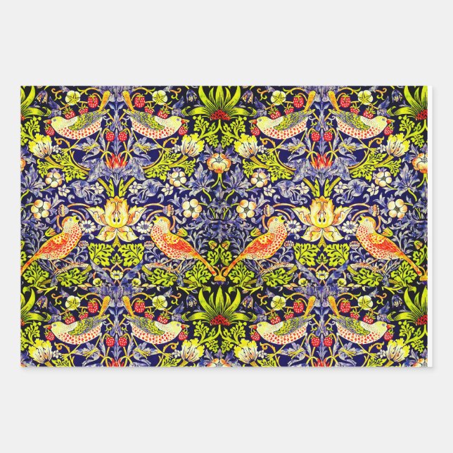 Strawberry Thief Birds William Morris Geschenkpapier Set (Vorderseite)