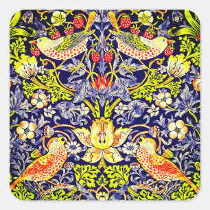 Strawberry Thief Birds William Morris Quadratischer Aufkleber