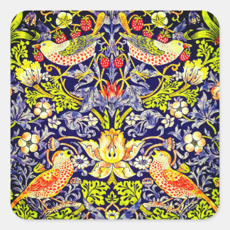 Strawberry Thief Birds William Morris Quadratischer Aufkleber