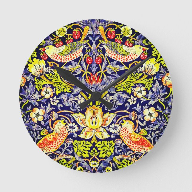 Strawberry Thief Birds William Morris Runde Wanduhr (Vorderseite)