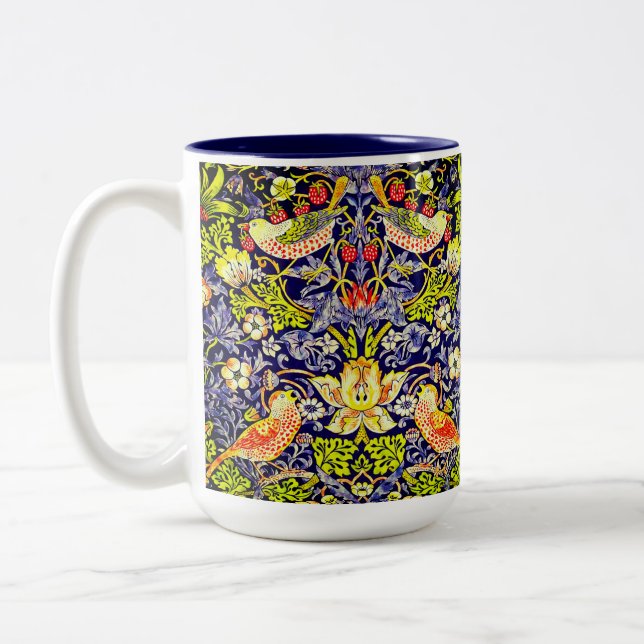 Strawberry Thief Birds William Morris Zweifarbige Tasse (Links)