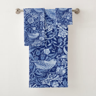 Strawberry Thief Blue Monotone, William Morris Badhandtuch Set