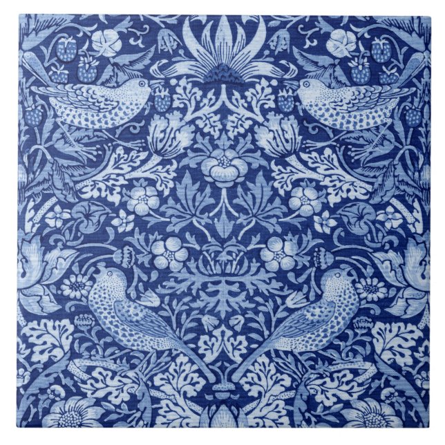 Strawberry Thief Blue Monotone, William Morris Fliese (Vorderseite)