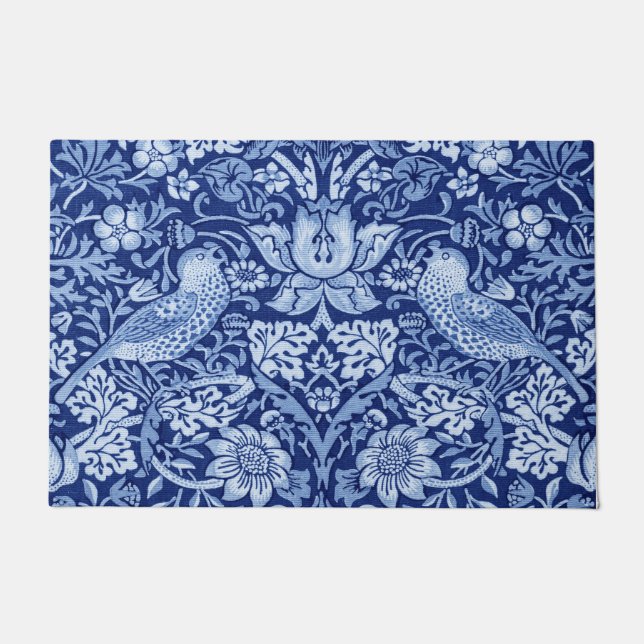Strawberry Thief Blue Monotone, William Morris Fußmatte (Vorderseite)