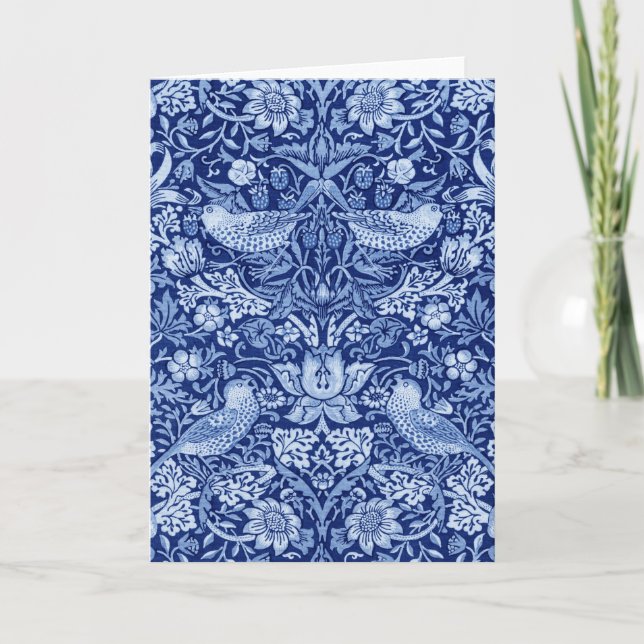 Strawberry Thief Blue Monotone, William Morris Karte (Vorderseite)
