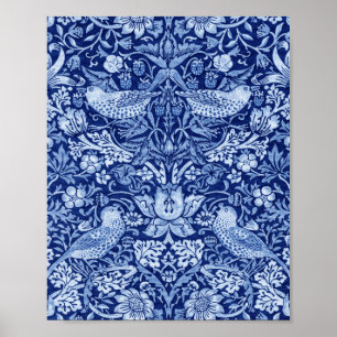 Strawberry Thief Blue Monotone, William Morris Poster