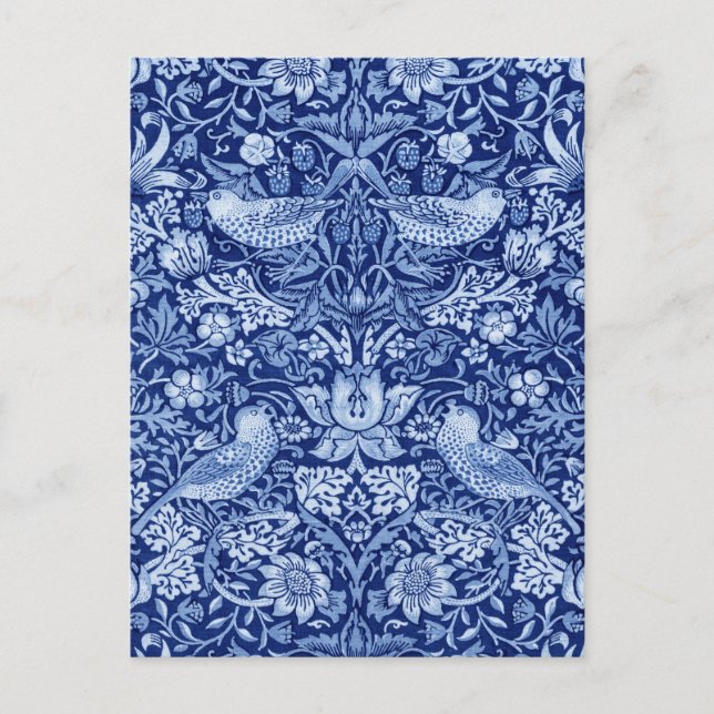 Strawberry Thief Blue Monotone, William Morris Postkarte (Vorderseite)