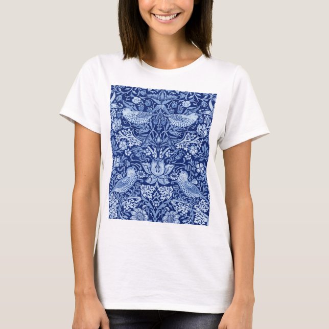 Strawberry Thief Blue Monotone, William Morris T-Shirt (Vorderseite)