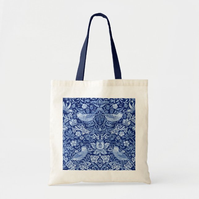 Strawberry Thief Blue Monotone, William Morris Tragetasche (Vorne)