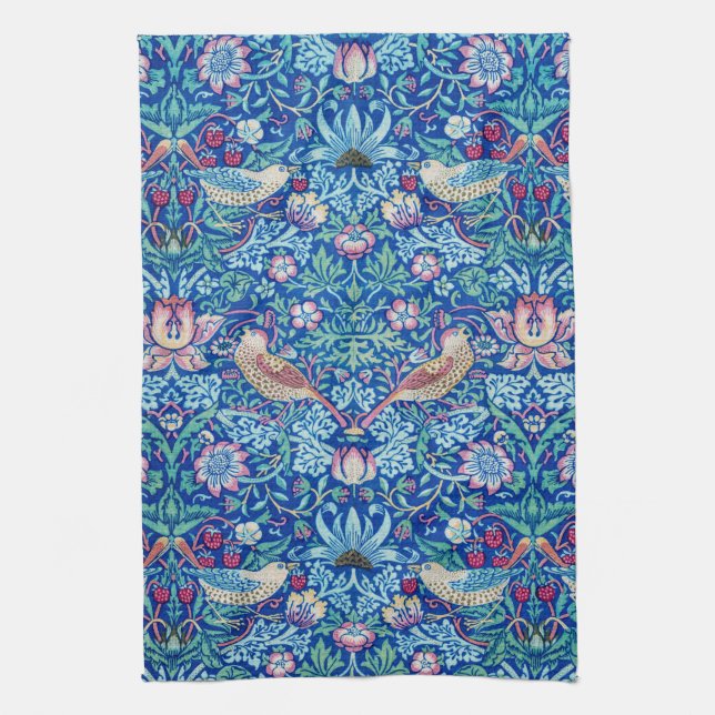Strawberry Thief Blue, William Morris Kitchen Towe Geschirrtuch (Vertikal)
