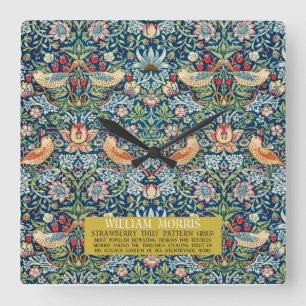 Strawberry thief - Design of William Morris Quadratische Wanduhr