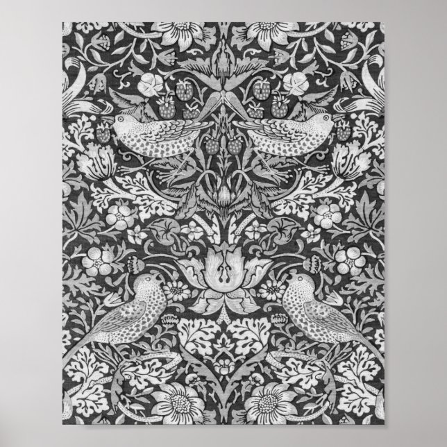 Strawberry Thief Gray, William Morris Poster (Vorne)