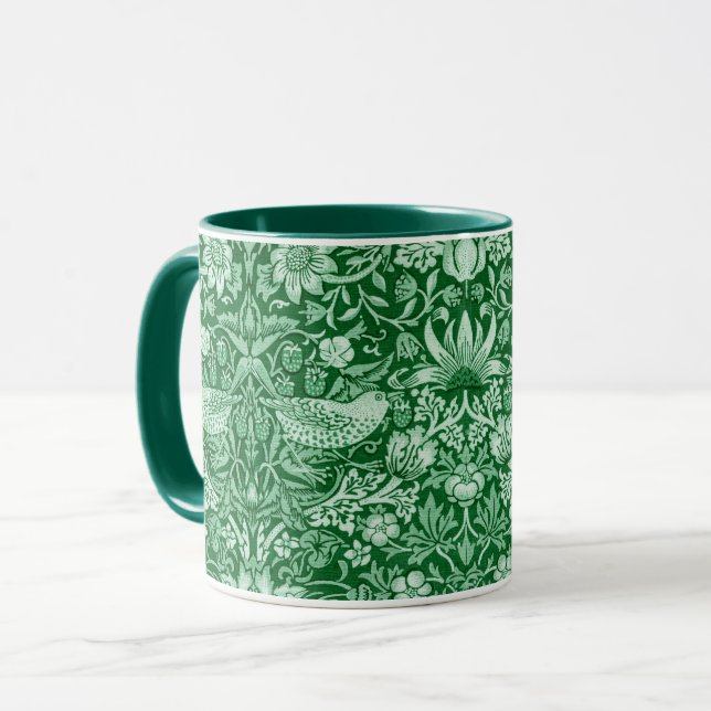 Strawberry Thief Green, William Morris Tasse (Vorderseite Links)