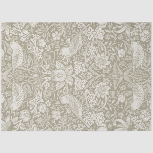 Strawberry Thief Ivory, William Morris Seidenpapier (Vorderseite)