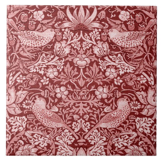 Strawberry Thief Maroon, William Morris Fliese (Vorderseite)