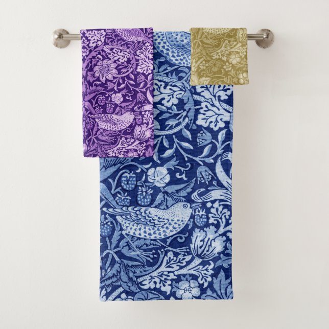 Strawberry Thief Monotone, William Morris Bath Tow Badhandtuch Set (Insitu)