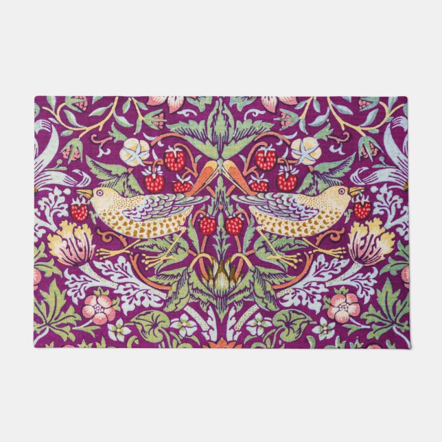 Strawberry Thief Red, William Morris Fußmatte (Vorderseite)