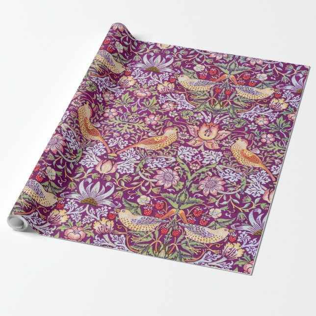 Strawberry Thief Red, William Morris Geschenkpapier (Ungerollt)