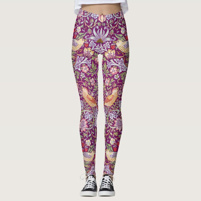 Strawberry Thief Red, William Morris Leggings (Vorderseite)