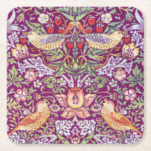 Strawberry Thief Red, William Morris Rechteckiger Pappuntersetzer