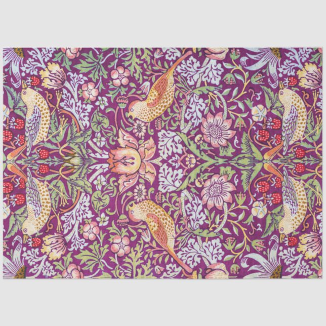 Strawberry Thief Red, William Morris Seidenpapier (Vorderseite)