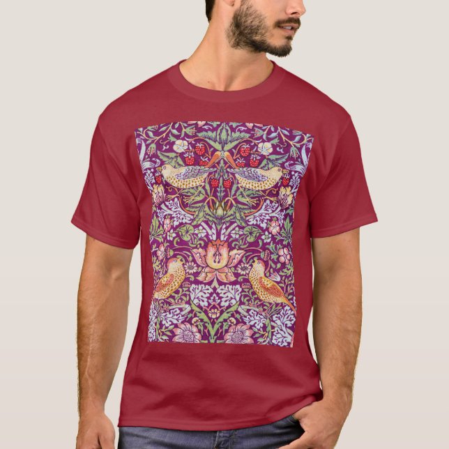Strawberry Thief Red, William Morris T-Shirt (Vorderseite)
