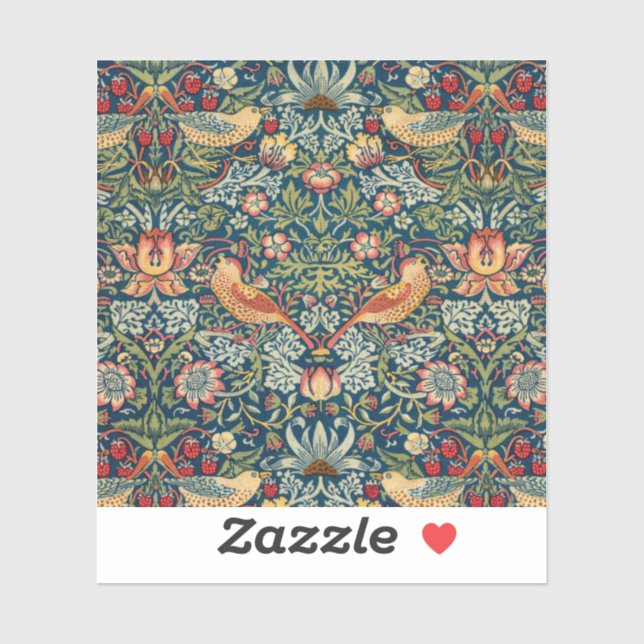 Strawberry Thief von William Morris Aufkleber (Blatt)