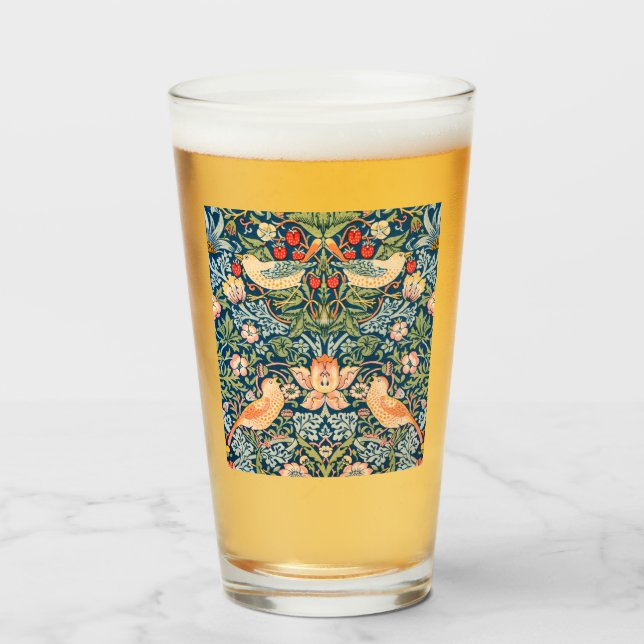 Strawberry Thief (von William Morris) Glas (Vorne (Gefüllt))