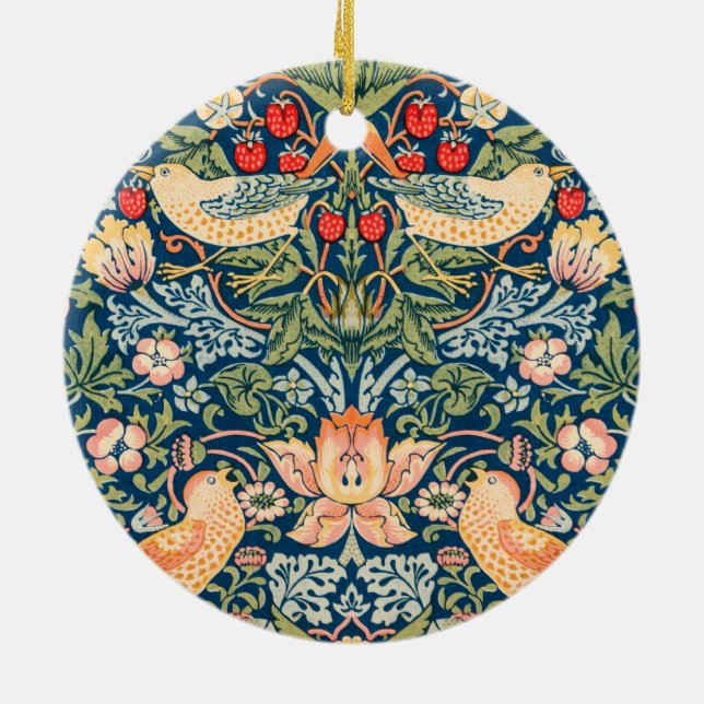 Strawberry Thief (von William Morris) Keramik Ornament (Hinten)