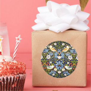 Strawberry Thief von William Morris Runder Aufkleber