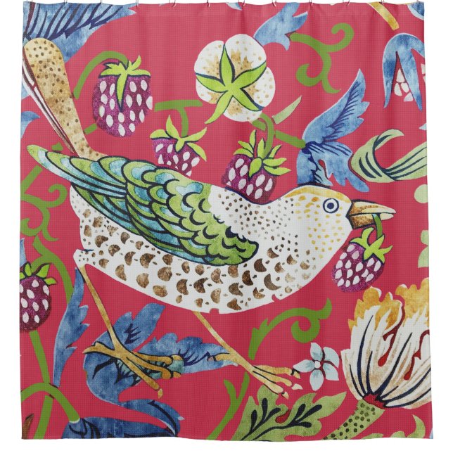 Strawberry Thief William Morris Duschvorhang (Vorderseite)