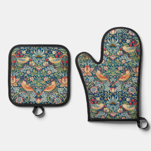 Strawberry Thief, William Morris Ofenhandschuh & Topflappen-Set