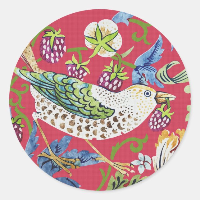 Strawberry Thief William Morris Runder Aufkleber (Vorderseite)