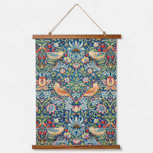 Strawberry Thief, William Morris Wandteppich Mit Holzrahmen