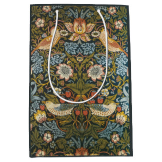 Strawberry Thieves by William Morris, Vintage Art Mittlere Geschenktüte