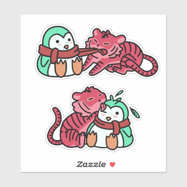 Strawberry Tiger & Mint Pinguin Sticker Pack ver.1 (Blatt)