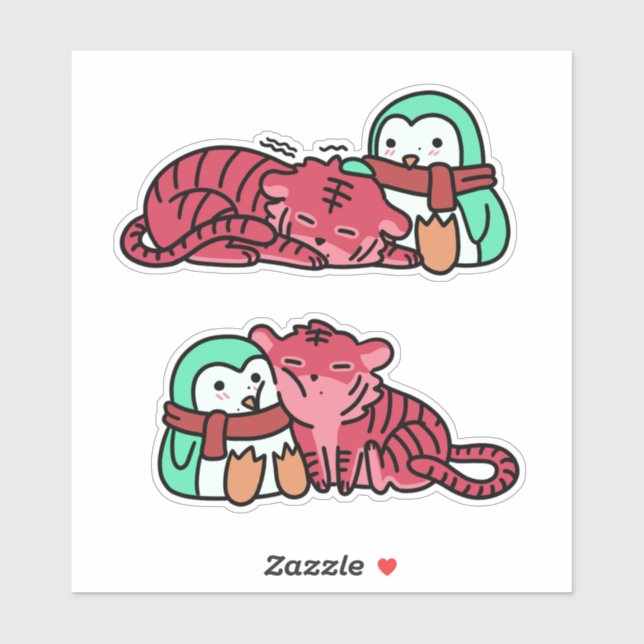 Strawberry Tiger & Mint Pinguin Sticker Pack ver.2 (Blatt)