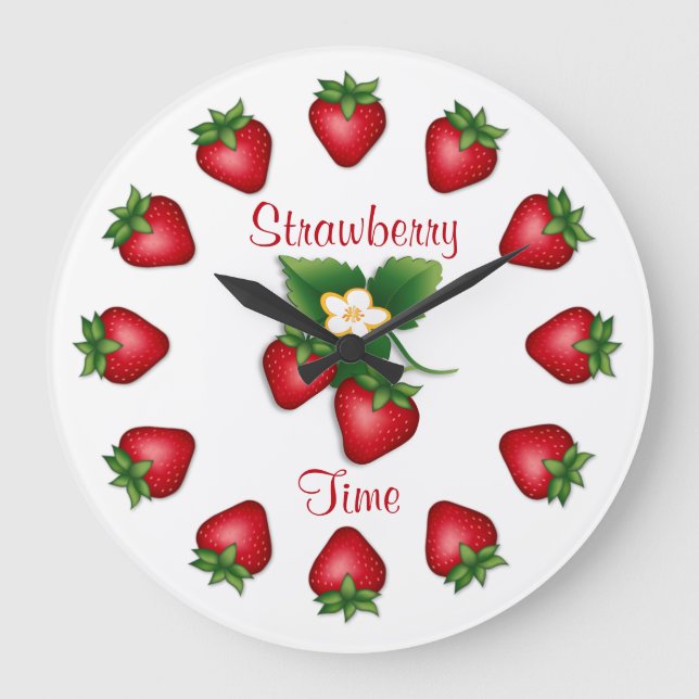 Strawberry Time Clock Große Wanduhr (Vorderseite)