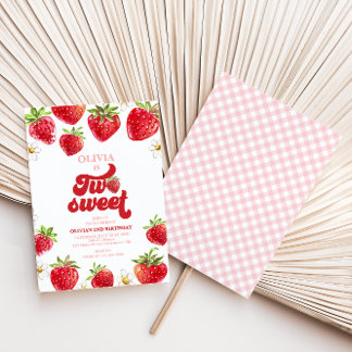 Strawberry Two Sweet 2. Geburtstag Einladung