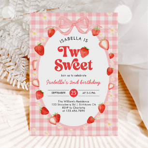 Strawberry Two Sweet Berry 2. Geburtstagsfeier Einladung