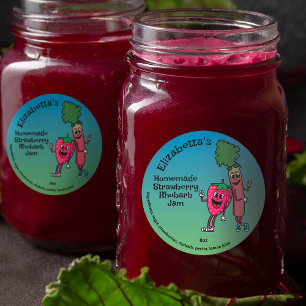 Strawberry und Rhubarb Pals Jam Pie Cobbler Runder Aufkleber