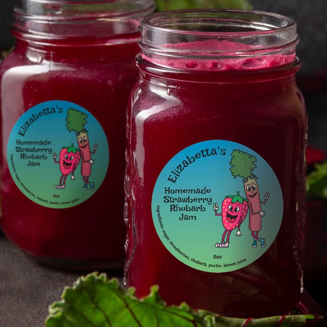 Strawberry und Rhubarb Pals Jam Pie Cobbler Runder Aufkleber (Von Creator hochgeladen)