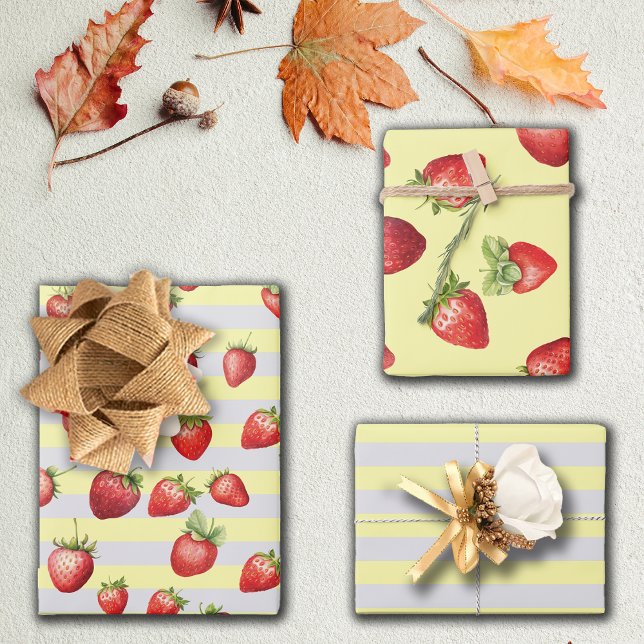 Strawberry Vanilla Streifen Geschenkpapier Set (Von Creator hochgeladen)