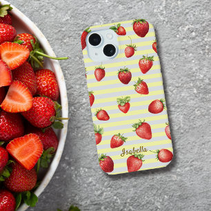 Strawberry Vanilla Stripes Personalisieren iPhone 15 Hülle